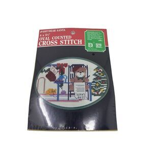 DMC Oval Counted Cross Stitch Kit Christmas Holiday Dear Santa #4107‎ Bear NEW